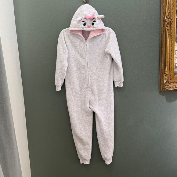 Disney Marie Aristocats Costume Fleece Jumpsuit Youth Sz 9/10 - Picture 1 of 5